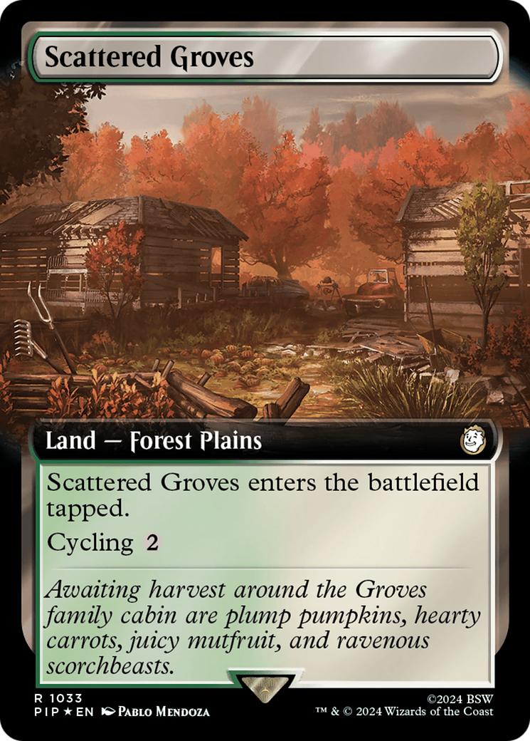 Scattered Groves (Extended Art) (Surge Foil) [Fallout] | Pegasus Games WI
