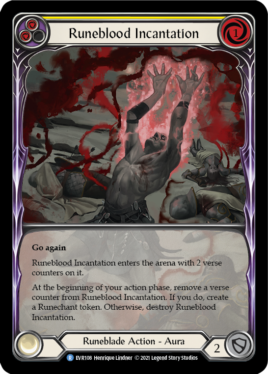 Runeblood Incantation (Yellow) [EVR108] (Everfest)  1st Edition Extended Art Rainbow Foil | Pegasus Games WI