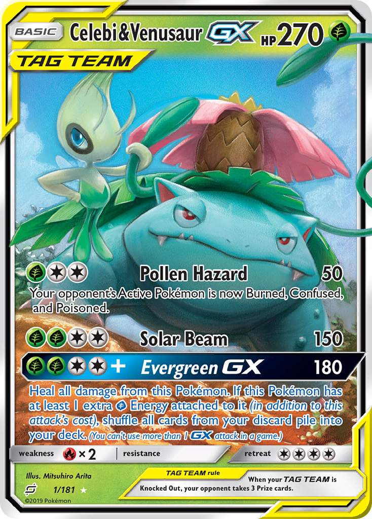 Celebi & Venusaur GX (1/181) [Sun & Moon: Team Up] | Pegasus Games WI