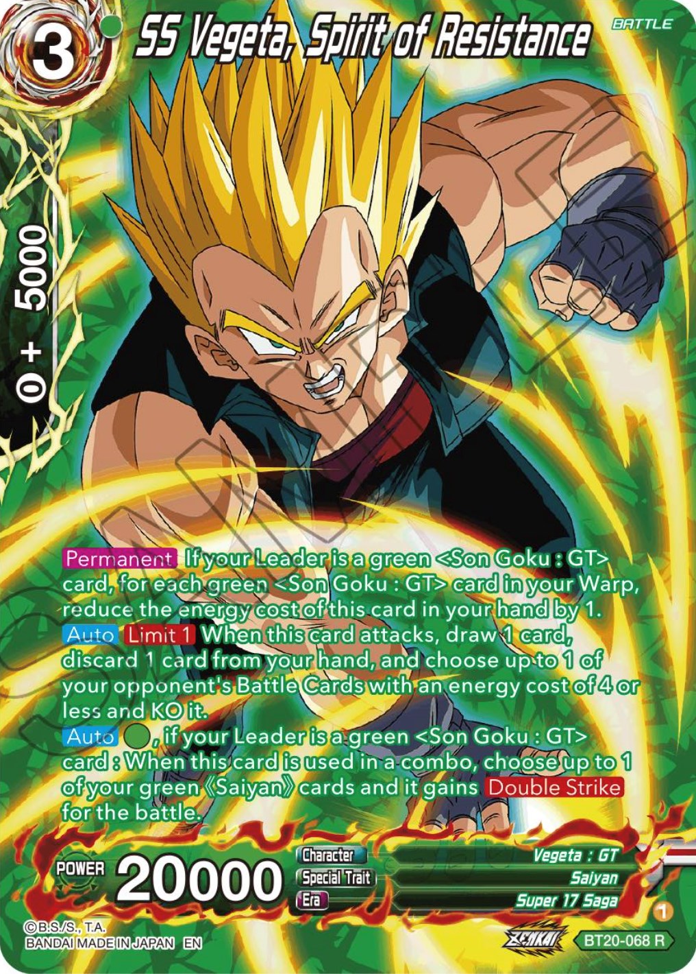 SS Vegeta, Spirit of Resistance (Silver Foil) (BT20-068) [Power Absorbed] | Pegasus Games WI