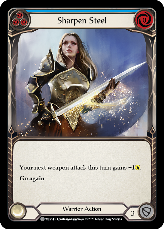 Sharpen Steel (Blue) [U-WTR143] (Welcome to Rathe Unlimited)  Unlimited Rainbow Foil | Pegasus Games WI