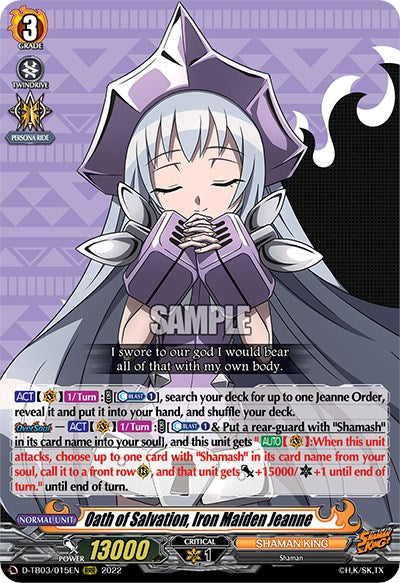 Oath of Salvation, Iron Maiden Jeanne (D-TB03/015EN) [Shaman King] | Pegasus Games WI