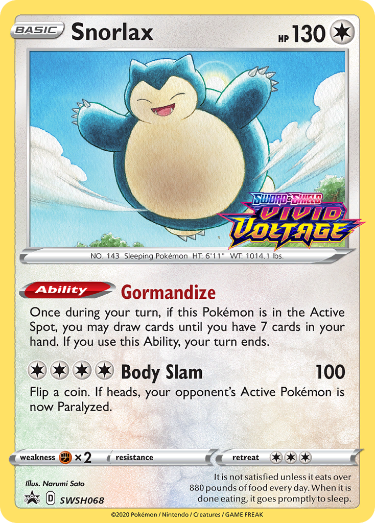 Snorlax (SWSH068) (Prerelease Promo) [Sword & Shield: Black Star Promos] | Pegasus Games WI