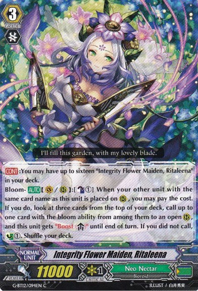 Integrity Flower Maiden, Ritaleena (G-BT12/094EN) [Dragon King's Awakening] | Pegasus Games WI