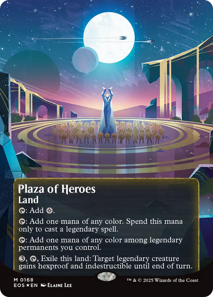 Plaza of Heroes (0168) (Borderless) (Galaxy Foil) [Edge of Eternities: Stellar Sights] | Pegasus Games WI