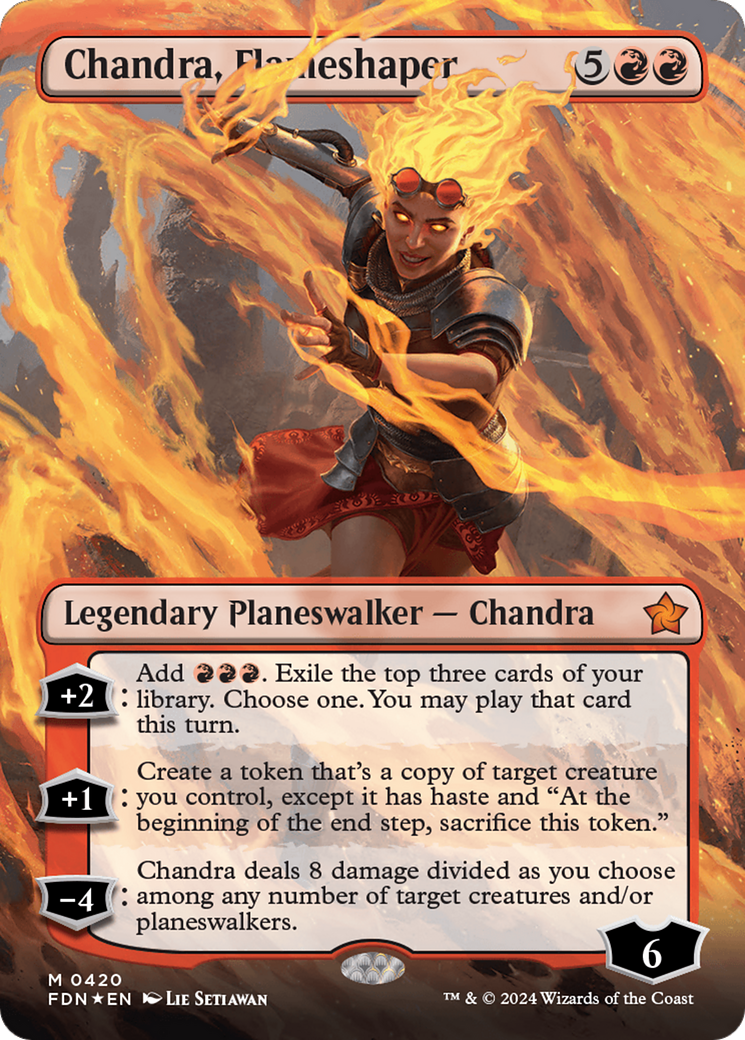 Chandra, Flameshaper (Borderless) (Mana Foil) [Foundations] | Pegasus Games WI