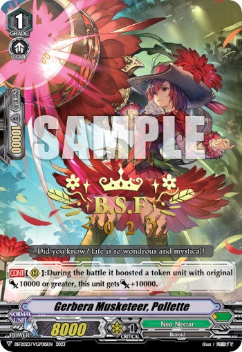 Gerbera Musketeer, Pollette (BCS Hot-Stamp) (BSF2023/VGP01) [Bushiroad Event Cards] | Pegasus Games WI