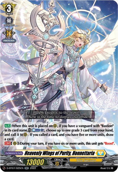 Heavenly Wings of Purity, Honnettaria (D-BT07/025EN) [Raging Flames Against Emerald Storm] | Pegasus Games WI