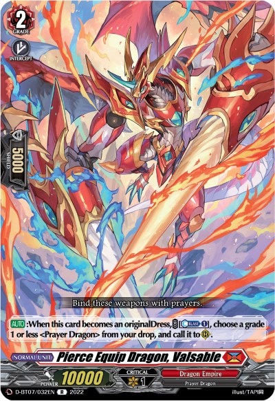 Pierce Equip Dragon, Valsable (D-BT07/032EN) [Raging Flames Against Emerald Storm] | Pegasus Games WI