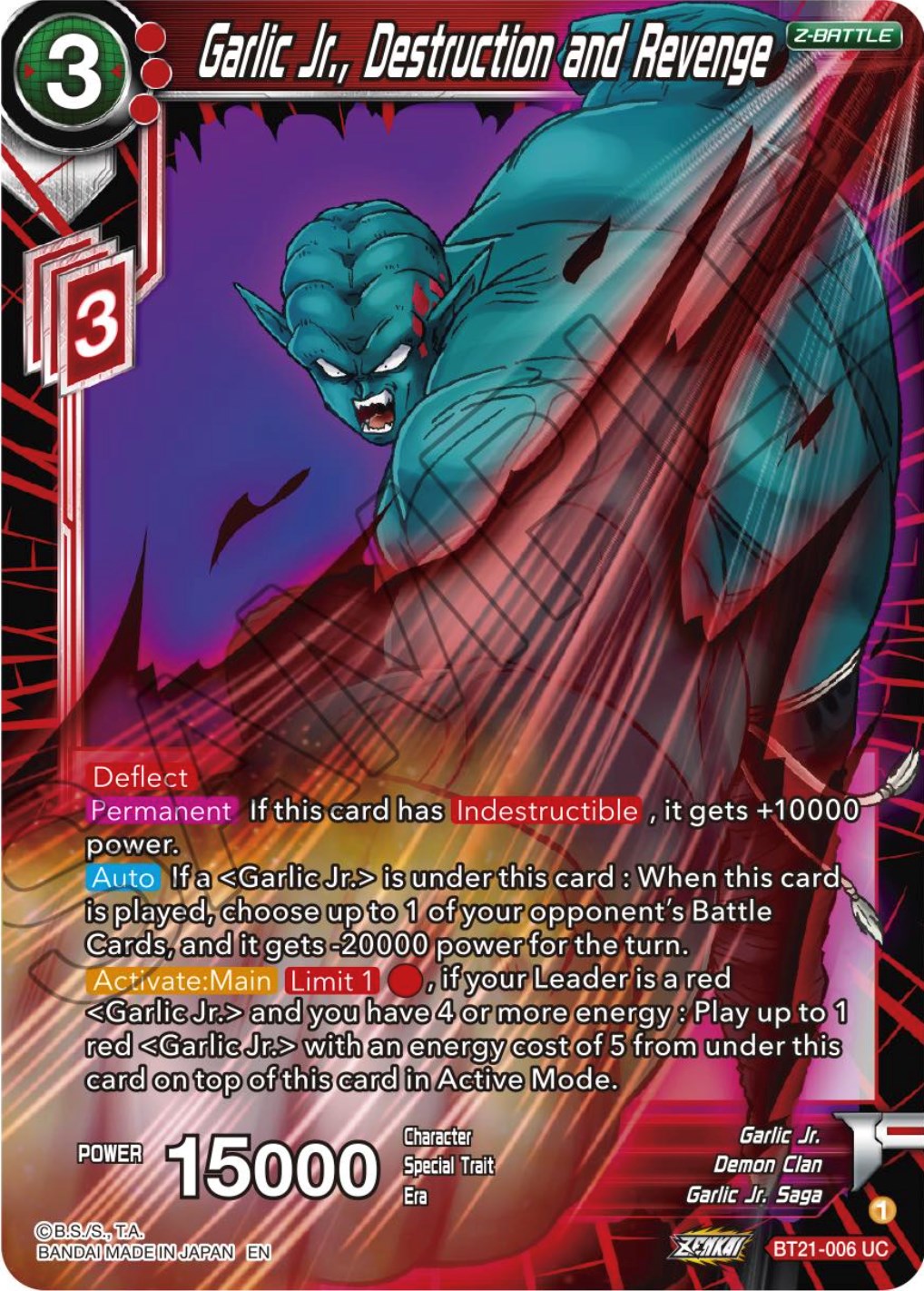 Garlic Jr., Destruction and Revenge (BT21-006) [Wild Resurgence] | Pegasus Games WI