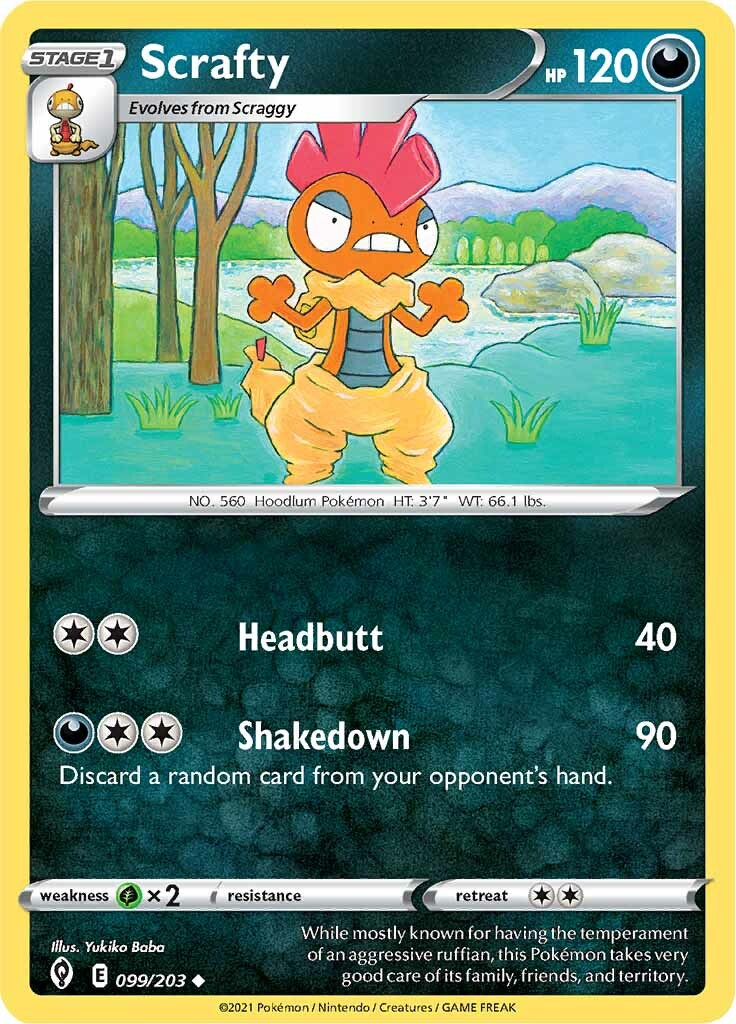 Scrafty (099/203) [Sword & Shield: Evolving Skies] | Pegasus Games WI