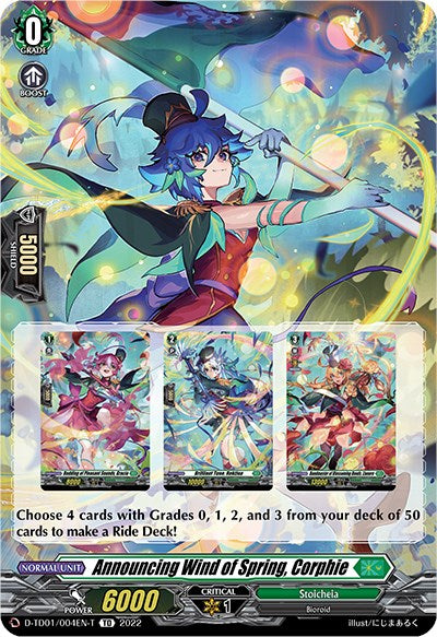 Announcing Wind of Spring, Corphie (Tutorial Card) (D-TD01/004EN-T) [D-TD01: Urara Haneyama -Bandmaster of Blossoming Bonds-] | Pegasus Games WI