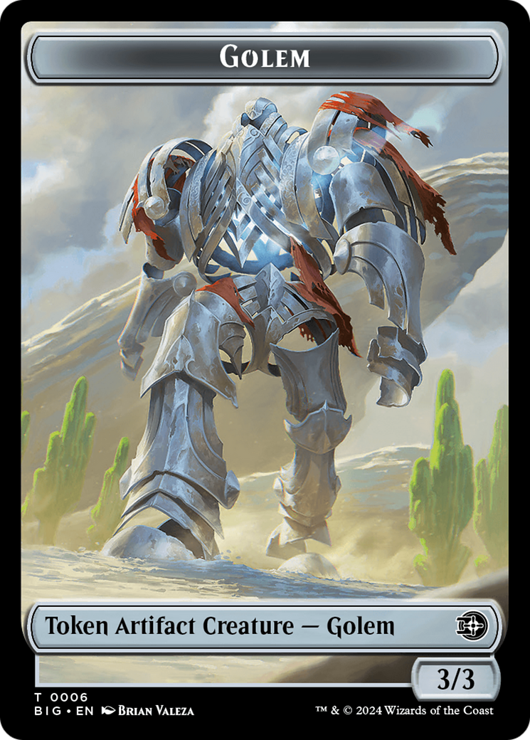 Treasure // Golem Double-Sided Token [Outlaws of Thunder Junction Tokens] | Pegasus Games WI