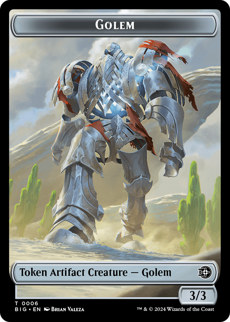 Mercenary // Golem Double-Sided Token [Outlaws of Thunder Junction Tokens] | Pegasus Games WI
