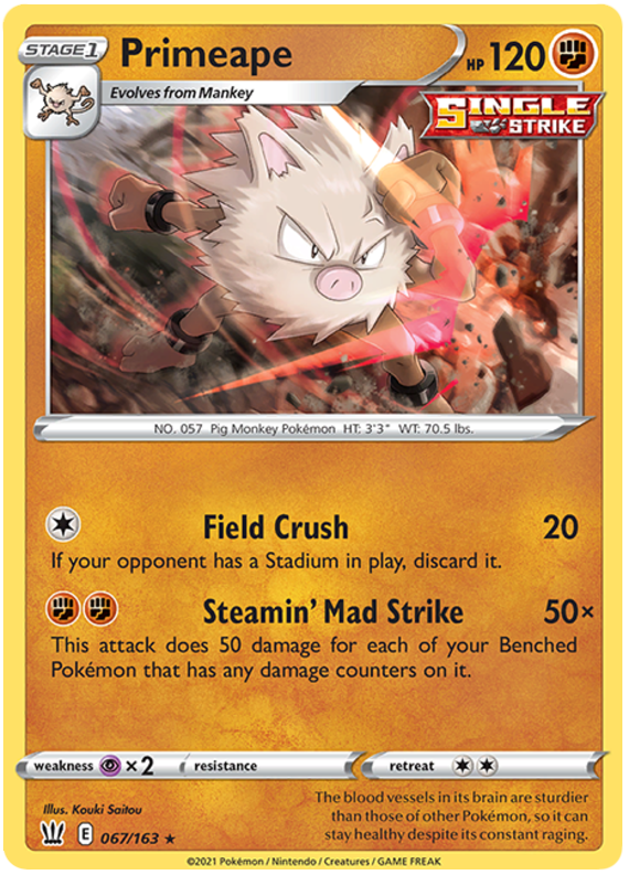 Primeape (067/163) [Sword & Shield: Battle Styles] | Pegasus Games WI