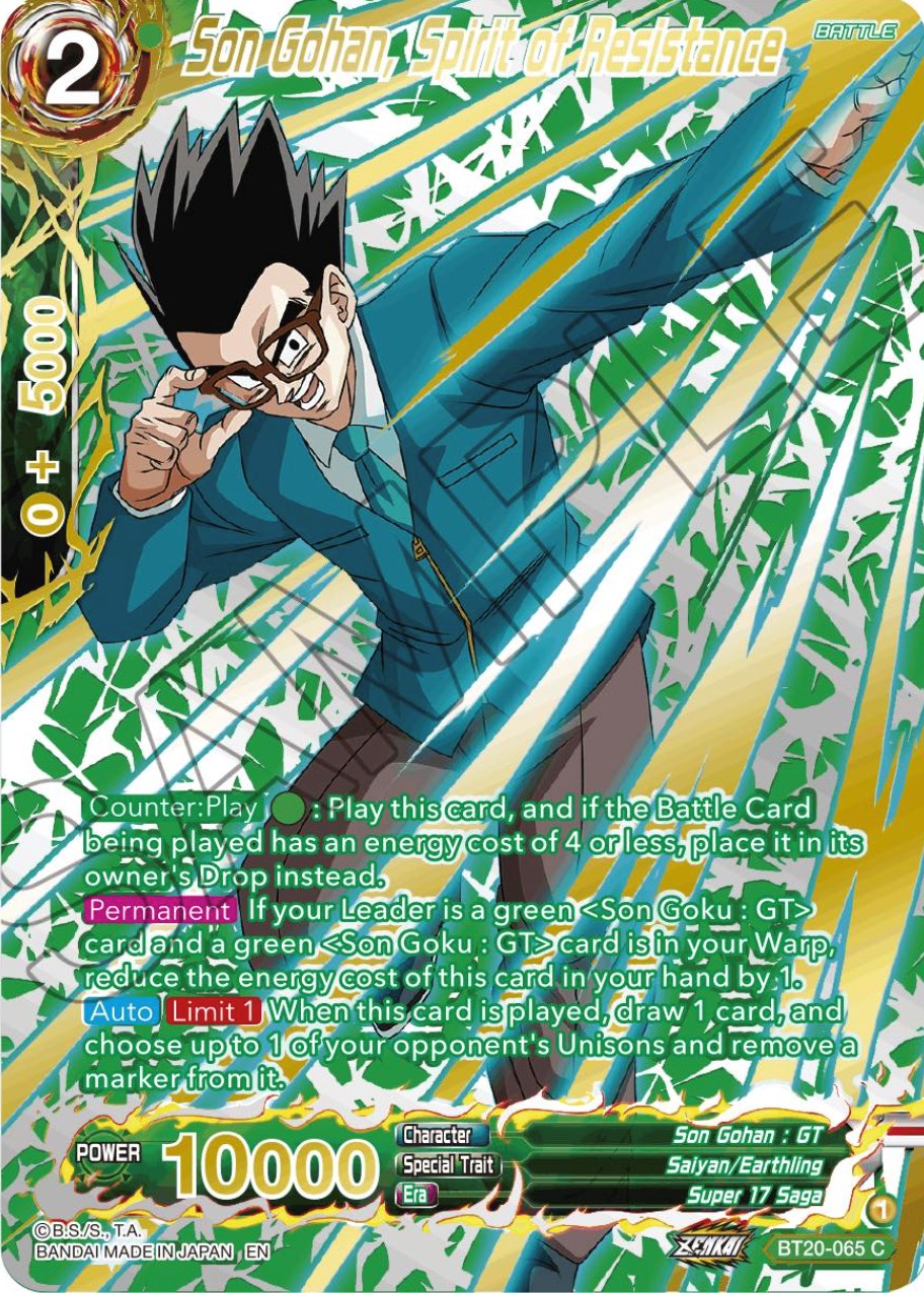 Son Gohan, Spirit of Resistance (Gold-Stamped) (BT20-065) [Power Absorbed] | Pegasus Games WI