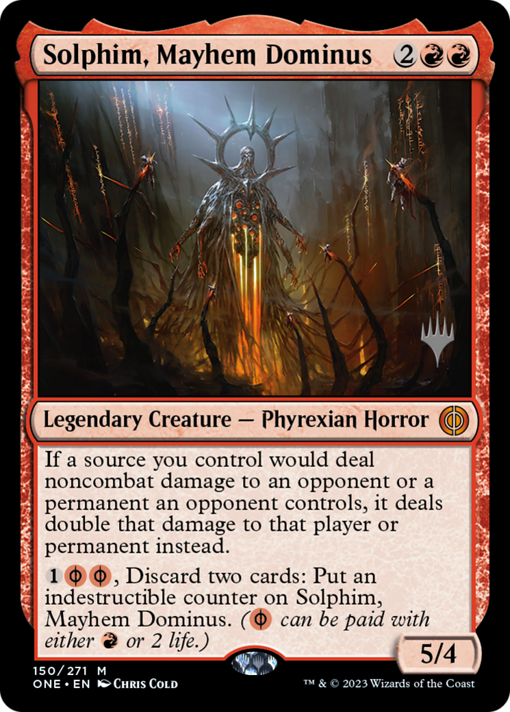 Solphim, Mayhem Dominus (Promo Pack) [Phyrexia: All Will Be One Promos] | Pegasus Games WI