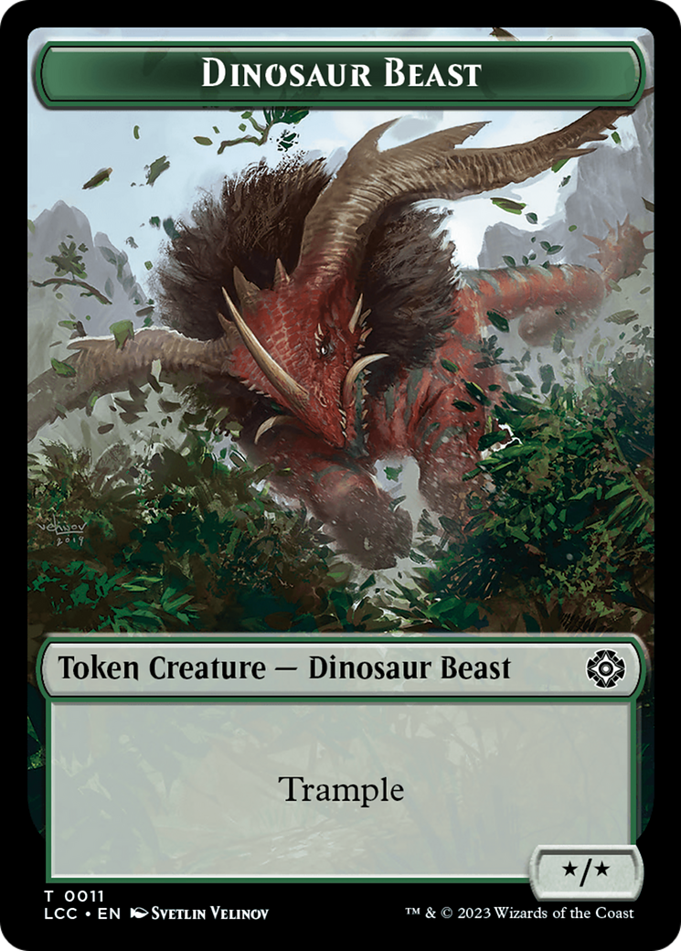 Dinosaur Beast // Dinosaur Double-Sided Token [The Lost Caverns of Ixalan Commander Tokens] | Pegasus Games WI