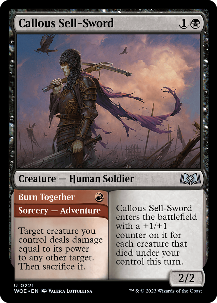 Callous Sell-Sword // Burn Together [Wilds of Eldraine] | Pegasus Games WI