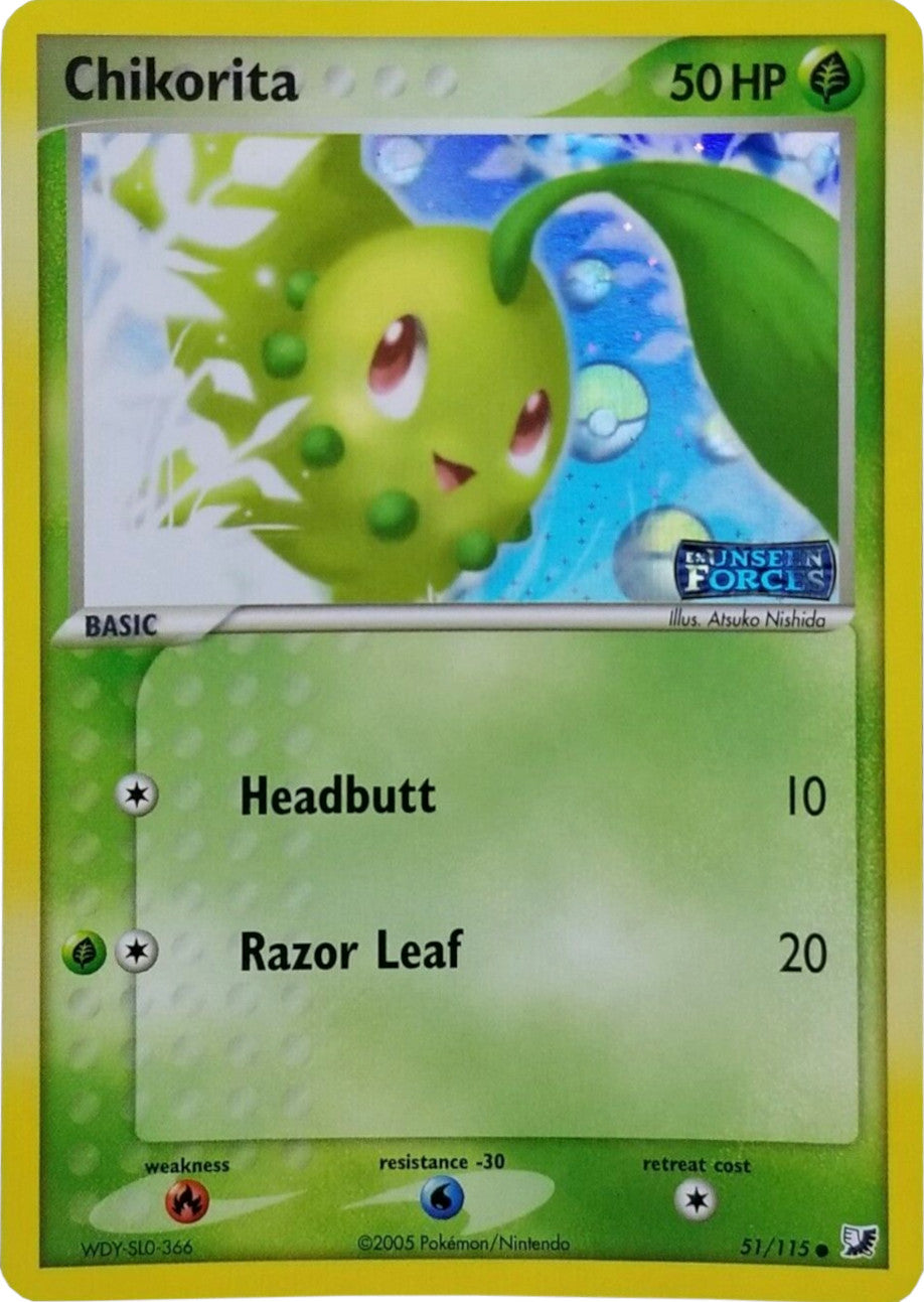 Chikorita (51/115) (Stamped) [EX: Unseen Forces] | Pegasus Games WI