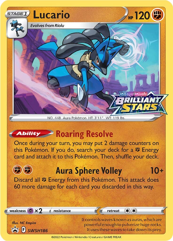 Lucario (SWSH186) (Prerelease Promo) [Sword & Shield: Black Star Promos] | Pegasus Games WI