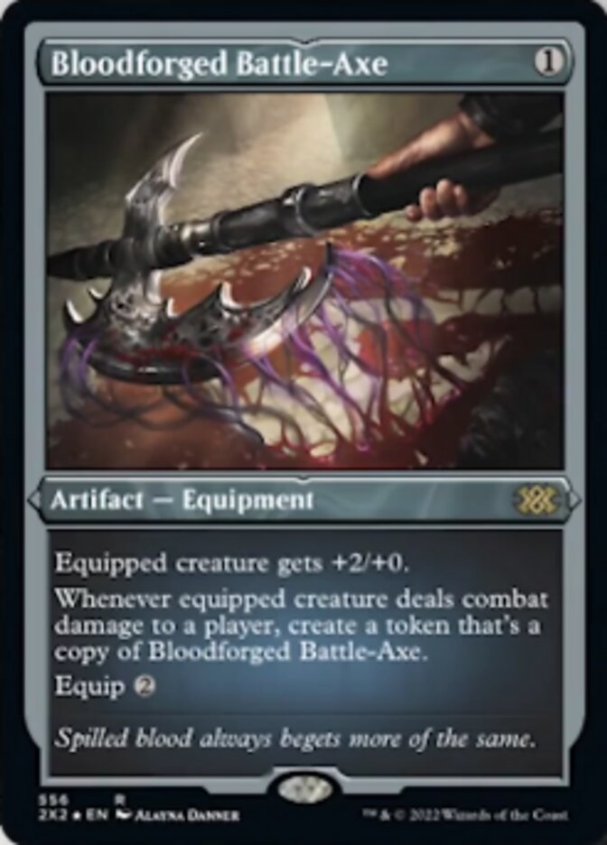 Bloodforged Battle-Axe (Foil Etched) [Double Masters 2022] | Pegasus Games WI