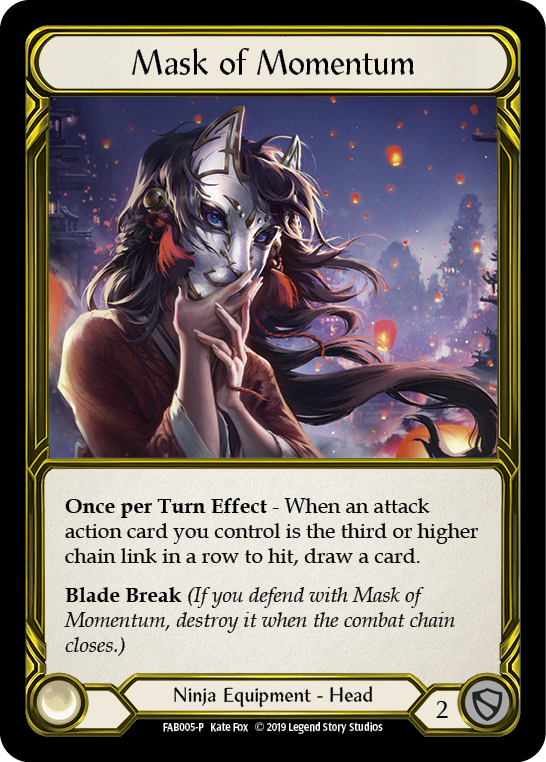 Mask of Momentum [FAB005-P] (Promo)  1st Edition Cold Foil - Golden | Pegasus Games WI