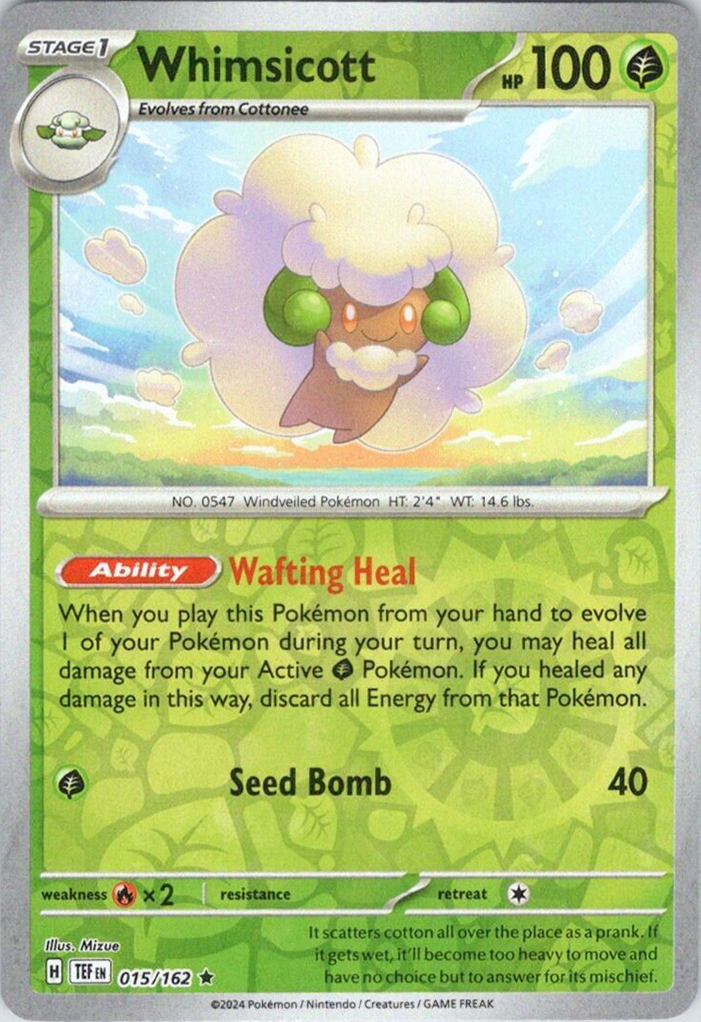 Whimsicott (015/162) [Scarlet & Violet: Temporal Forces] | Pegasus Games WI