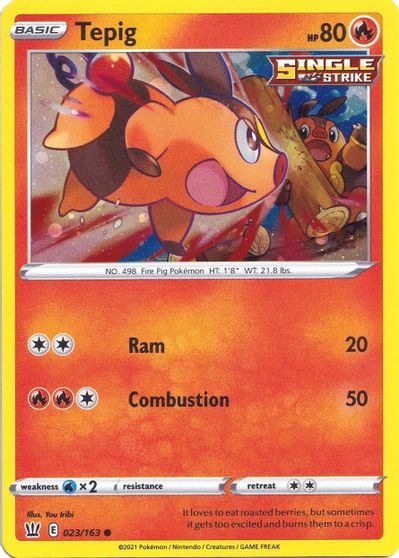 Tepig (023/163) (Cosmos Holo) [Sword & Shield: Battle Styles] | Pegasus Games WI