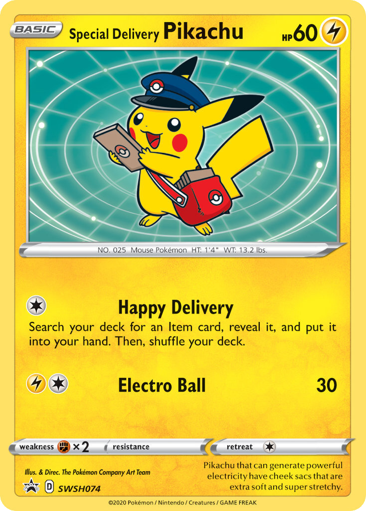 Special Delivery Pikachu (SWSH074) [Sword & Shield: Black Star Promos] | Pegasus Games WI