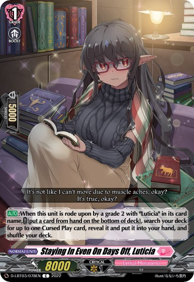 Staying In Even On Days Off, Luticia (D-LBT03/078EN) [Lyrical Monasterio: Summertime Memories!] | Pegasus Games WI