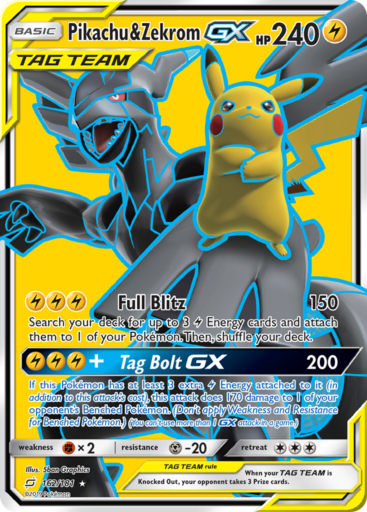 Pikachu & Zekrom GX (162/181) [Sun & Moon: Team Up] | Pegasus Games WI