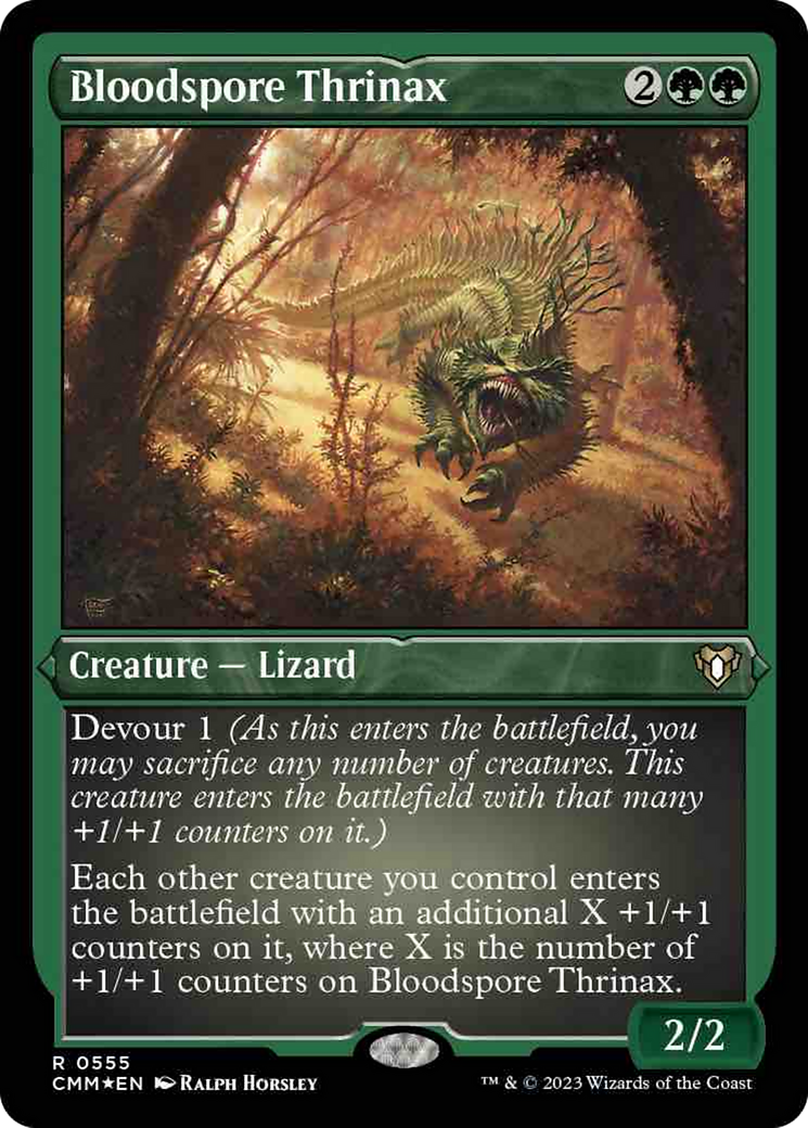 Bloodspore Thrinax (Foil Etched) [Commander Masters] | Pegasus Games WI