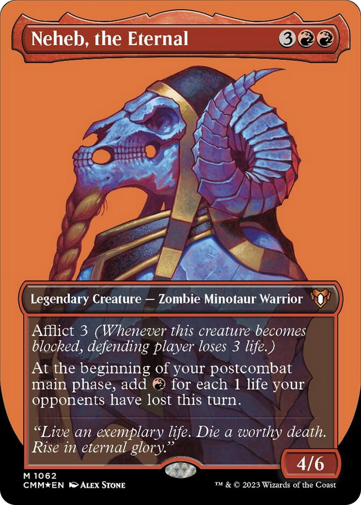 Neheb, the Eternal (Borderless Textured Foil Frame Break) [Commander Masters] | Pegasus Games WI