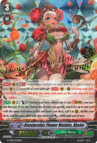 Ranunculus Flower Maiden, Ahsha (Hot Stamped) (G-TD12/003EN) [Flower Princess of Abundant Blooming] | Pegasus Games WI