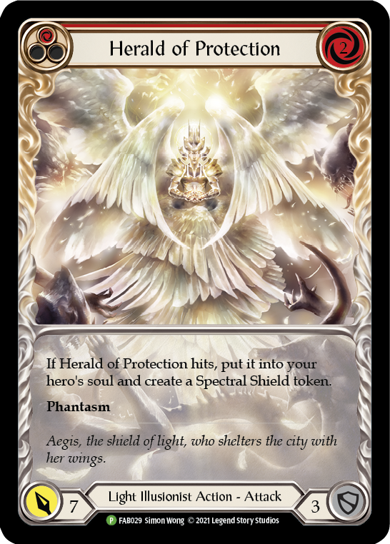 Herald of Protection (Red Extended Art) [FAB029] (Promo)  Rainbow Foil | Pegasus Games WI