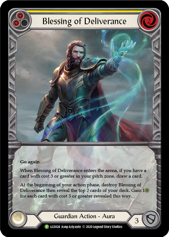 Blessing of Deliverance (Yellow) [LGS024] (Promo)  Rainbow Foil | Pegasus Games WI