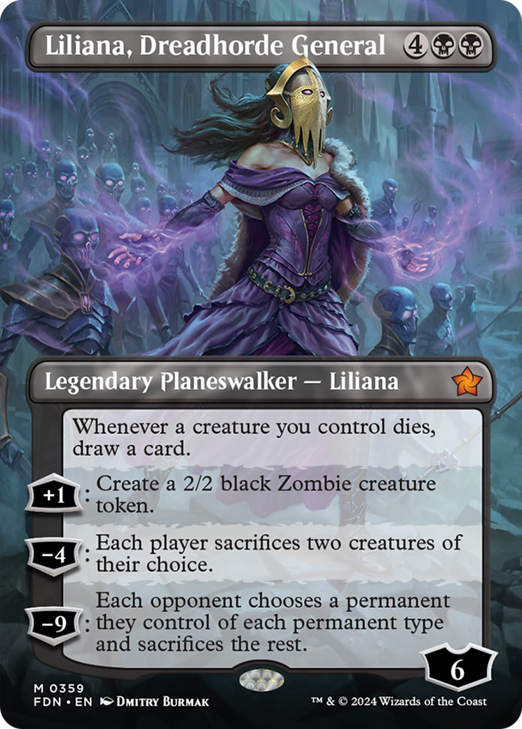 Liliana, Dreadhorde General (Borderless) [Foundations] | Pegasus Games WI