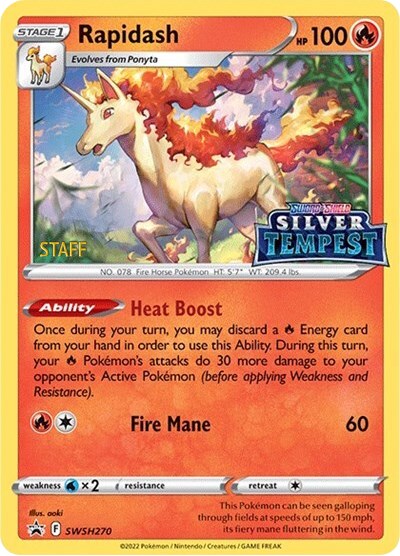 Rapidash (SWSH270) (Prerelease) (Staff) [Sword & Shield: Black Star Promos] | Pegasus Games WI