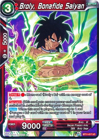 Broly, Bonafide Saiyan (BT11-017) [Vermilion Bloodline] | Pegasus Games WI