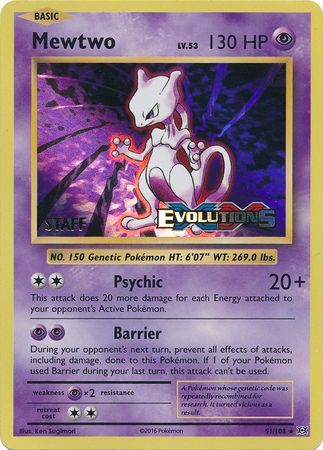 Mewtwo (51/108) (XY Evolutions Staff Prerelease) [XY: Black Star Promos] | Pegasus Games WI