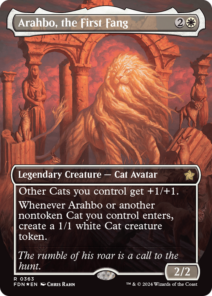 Arahbo, the First Fang (Borderless) (Mana Foil) [Foundations] | Pegasus Games WI