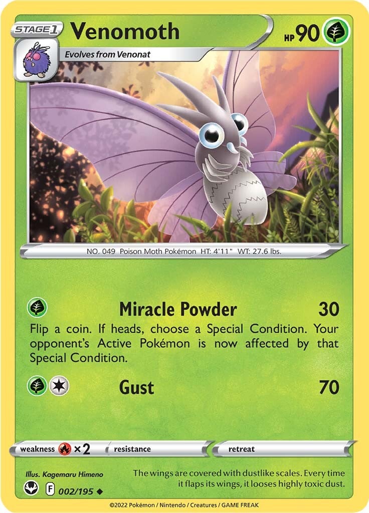 Venomoth (002/195) [Sword & Shield: Silver Tempest] | Pegasus Games WI
