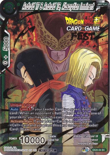 Android 17 & Android 18, Absorption Imminent (Card Game Fest 2022) (EX20-04) [Tournament Promotion Cards] | Pegasus Games WI