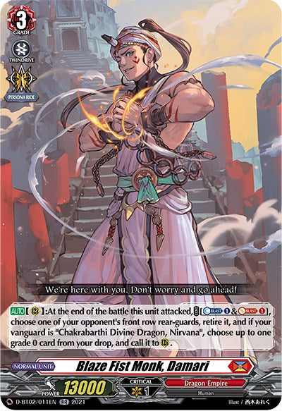 Blaze Fist Monk, Damari (D-BT02/011EN) [A Brush with the Legends] | Pegasus Games WI