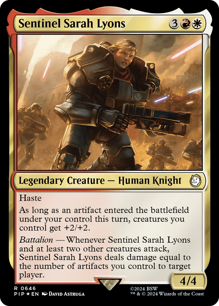 Sentinel Sarah Lyons (Surge Foil) [Fallout] | Pegasus Games WI