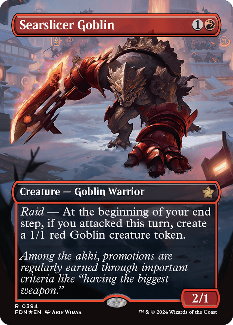 Searslicer Goblin (Borderless) (Mana Foil) [Foundations] | Pegasus Games WI