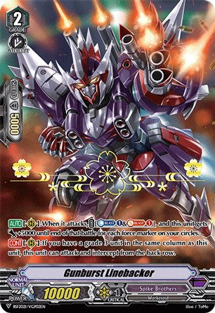 Gunburst Linebacker (Hot Stamped) (BSF2021/VGP02EN) [Bushiroad Event Cards] | Pegasus Games WI