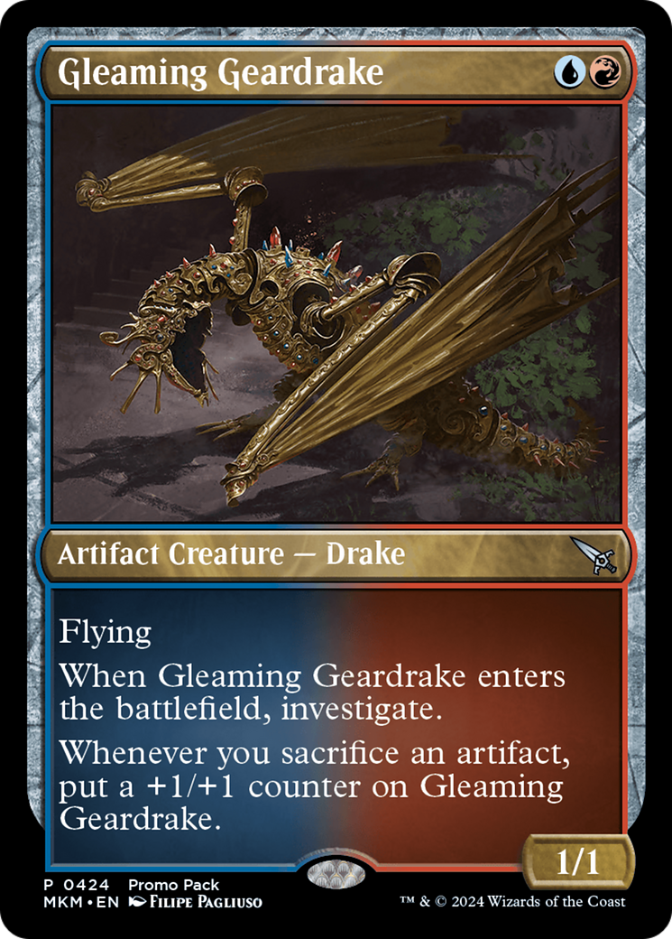 Gleaming Geardrake (Promo Pack) [Murders at Karlov Manor Promos] | Pegasus Games WI