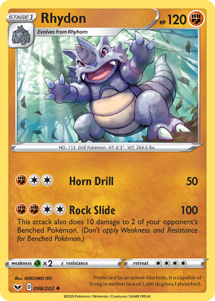 Rhydon (098/202) [Sword & Shield: Base Set] | Pegasus Games WI